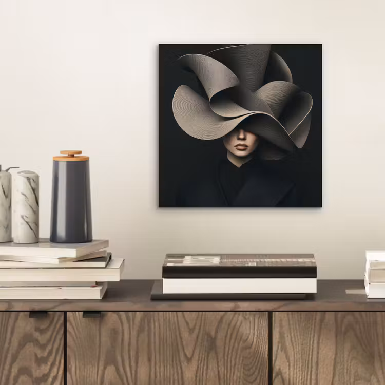 Zwarte - Hoed - Vrouw aluminium wit klein -sfeer1