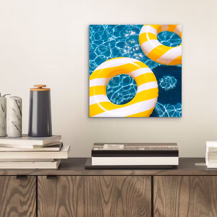Zwembad - Zwembanden - Zomer - Geel - Blauw aluminium wit klein -sfeer1