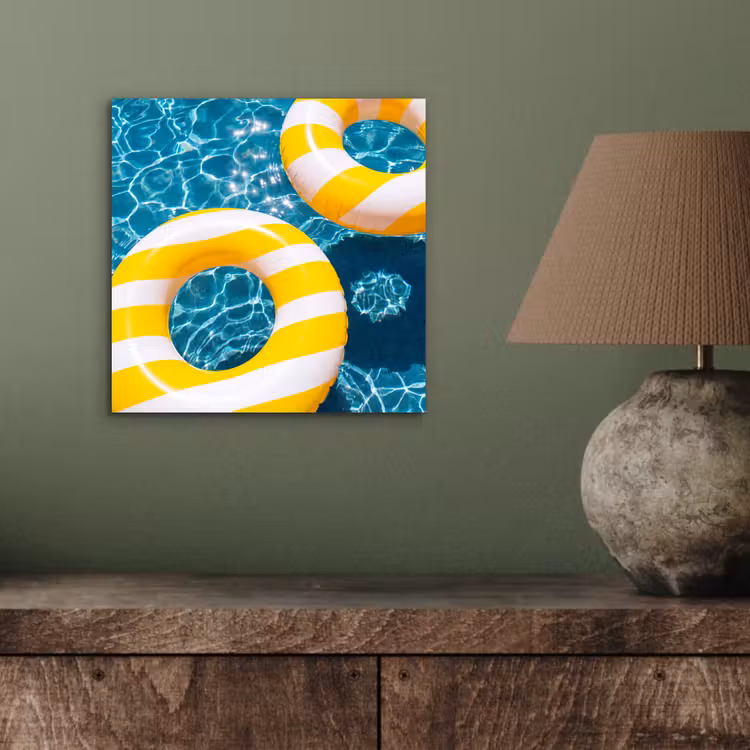 Zwembad - Zwembanden - Zomer - Geel - Blauw aluminium wit klein -sfeer2