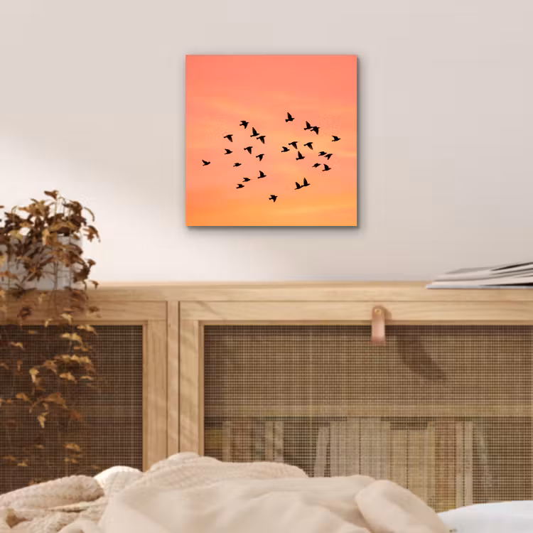 Zwerm - Vogels - Oranje aluminium wit klein -sfeer3