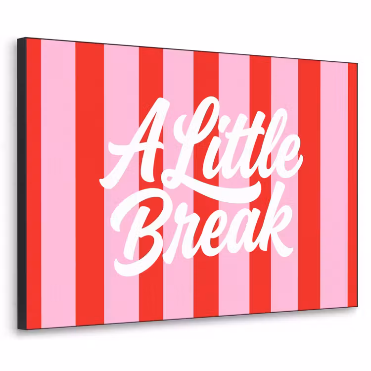 A Little Break - Strepen - Rood - Roze Textielframe zwart klein -3d