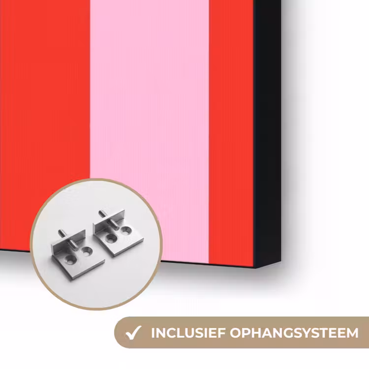 A Little Break - Strepen - Rood - Roze Textielframe zwart klein -USP_ophangsysteemNL