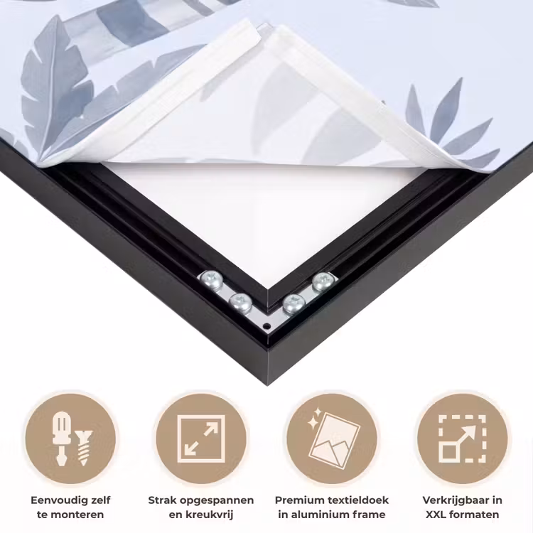 Aap - Boom - Bladeren - Jungle - Illustratie Textielframe zwart klein -USP_feed_closeupNL
