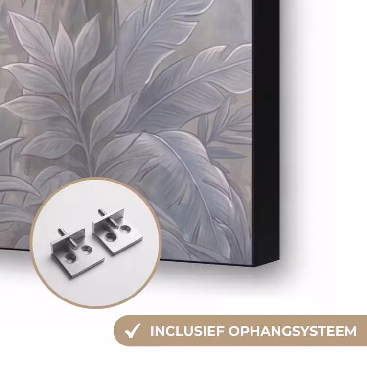 Aap - Boom - Jungle - Natuur - Grijs Textielframe zwart klein -USP_ophangsysteemNL