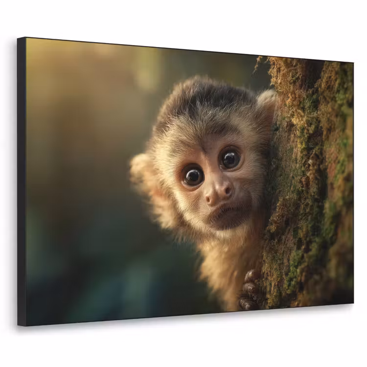 Aap - Boomstronk - Bruin Textielframe - compleet frame klein -3d