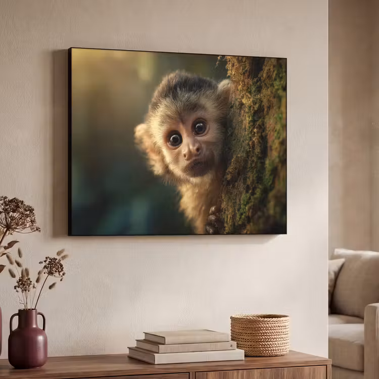 Aap - Boomstronk - Bruin Textielframe - compleet frame klein -sfeer3