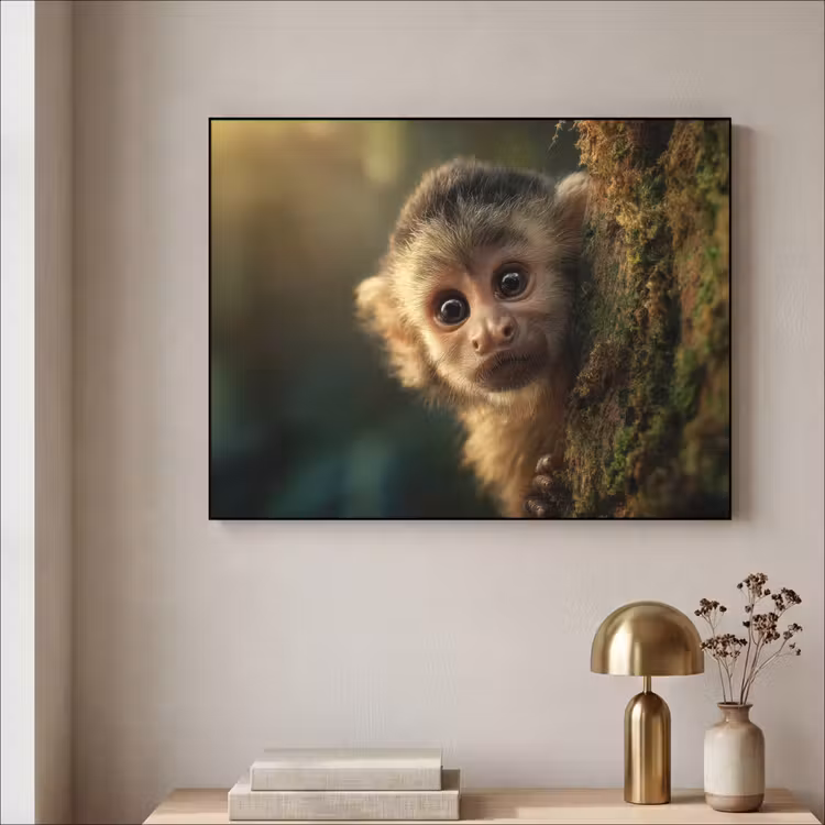 Aap - Boomstronk - Bruin Textielframe - compleet frame klein -sfeer2