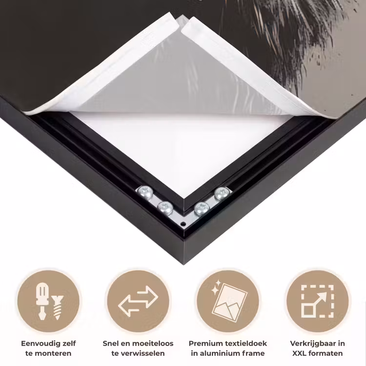 Aap - Chimpansee - Banaan - Geel - Dieren - Stropdas Textielframe zwart klein -USP_closeupNL