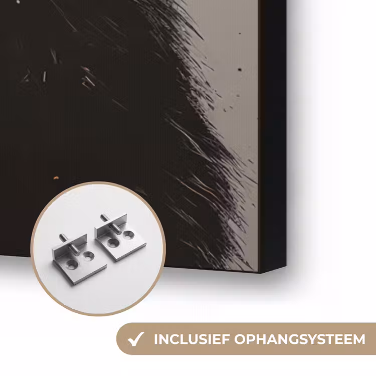 Aap - Chimpansee - Banaan - Geel - Dieren - Stropdas Textielframe zwart klein -USP_ophangsysteemNL