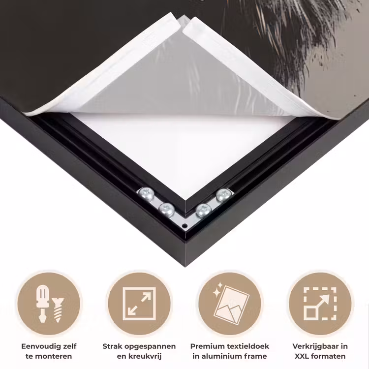 Aap - Chimpansee - Banaan - Geel - Dieren - Stropdas Textielframe zwart klein -USP_feed_closeupNL