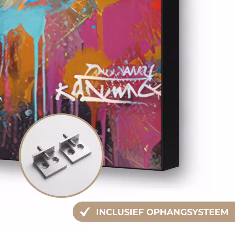 Aap - Gorilla - Graffiti - Dieren - Kleuren Textielframe zwart klein -USP_ophangsysteemNL