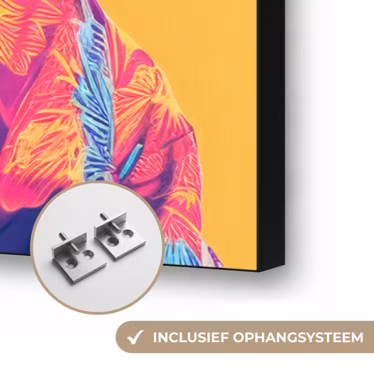 Aap - Kimono - Bloemen - Hoofdtooi Textielframe zwart klein -USP_ophangsysteemNL