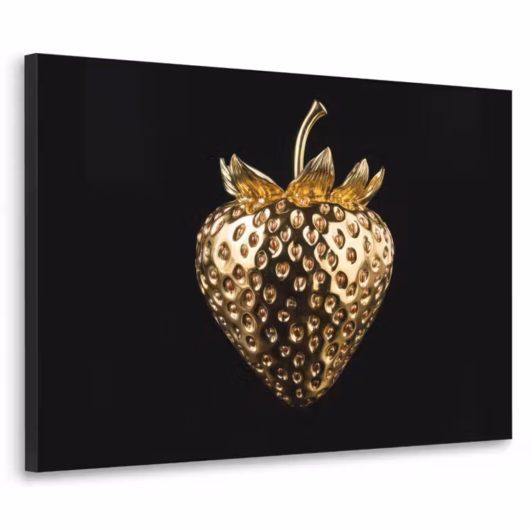 Aardbei - Goud - Zwart - Chrome Textielframe zwart klein -3d
