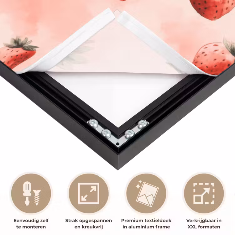 Aardbei - Patroon - Roze Textielframe zwart klein 947 -USP_feed_closeupNL