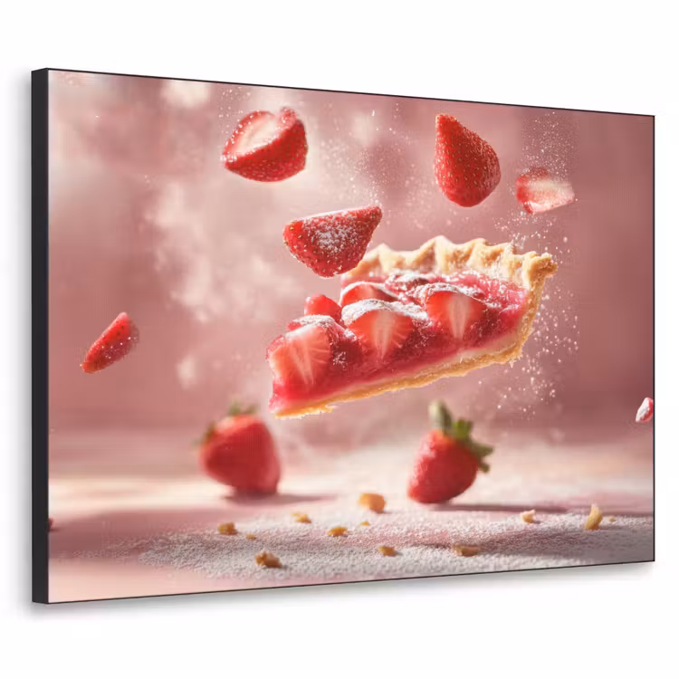 Aardbei - Taart- Eten - Roze Textielframe - compleet frame klein -3d