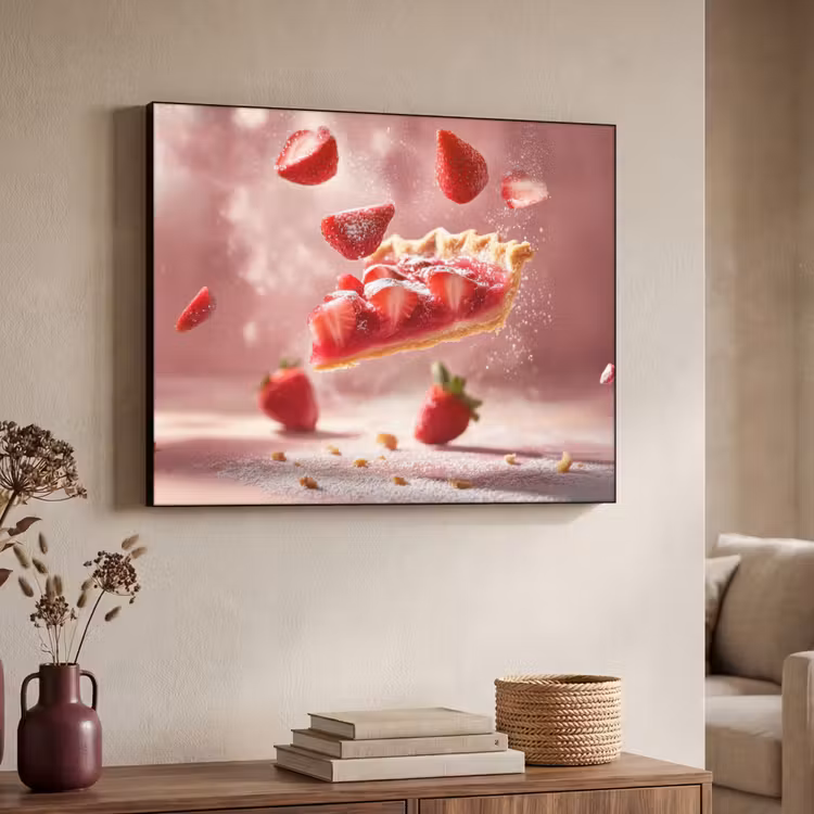 Aardbei - Taart- Eten - Roze Textielframe - compleet frame klein -sfeer3