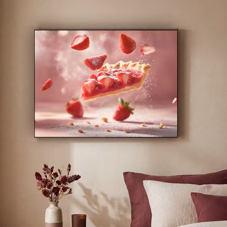 Aardbei - Taart- Eten - Roze Textielframe - compleet frame klein -sfeer1
