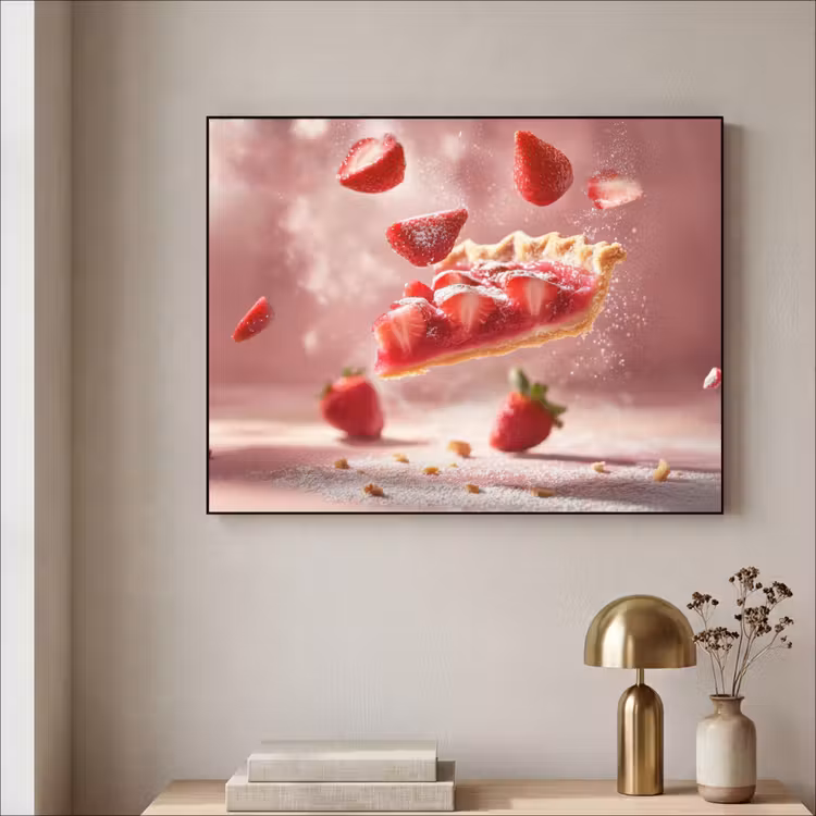 Aardbei - Taart- Eten - Roze Textielframe - compleet frame klein -sfeer2