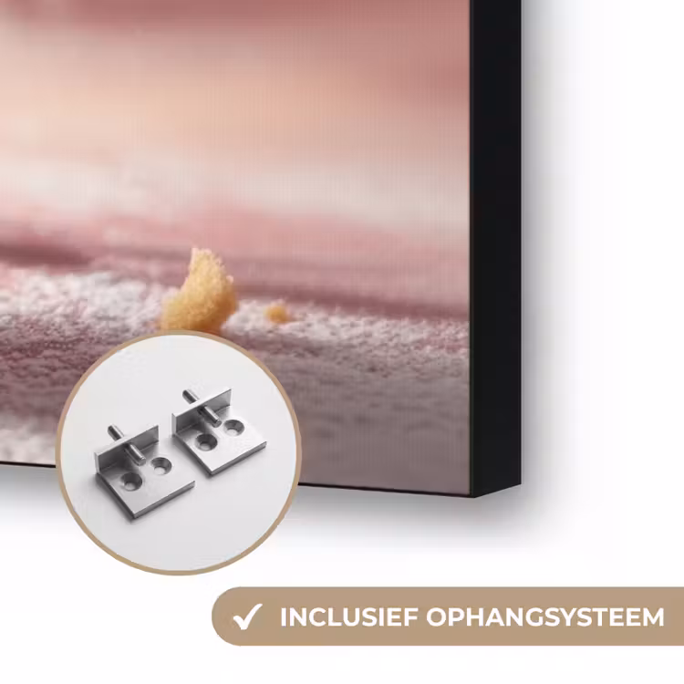 Aardbei - Taart- Eten - Roze Textielframe zwart klein -USP_ophangsysteemNL