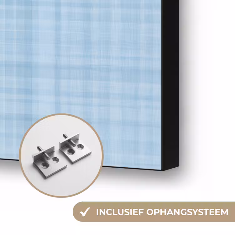 Aardbeien - Lijst - Rood - Geruit Textielframe zwart klein -USP_ophangsysteemNL