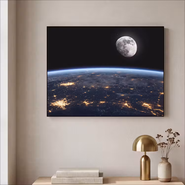 Art frame - Aarde - Nacht - Ruimte - Aarde - Nacht - Ruimte Textielframe zwart klein