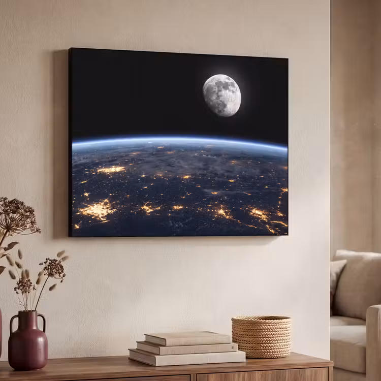 Art frame - Aarde - Nacht - Ruimte - Aarde - Nacht - Ruimte Textielframe zwart klein