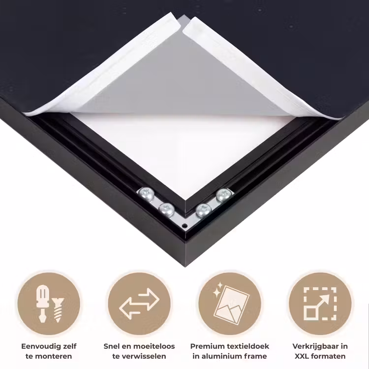 Art frame - Aarde - Ruimte - Kosmos - Aarde - Ruimte - Kosmos Textielframe zwart klein