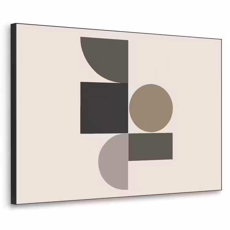 Aardetinten - Abstracte compositie - Eenvoudige vormen Textielframe zwart klein -3d