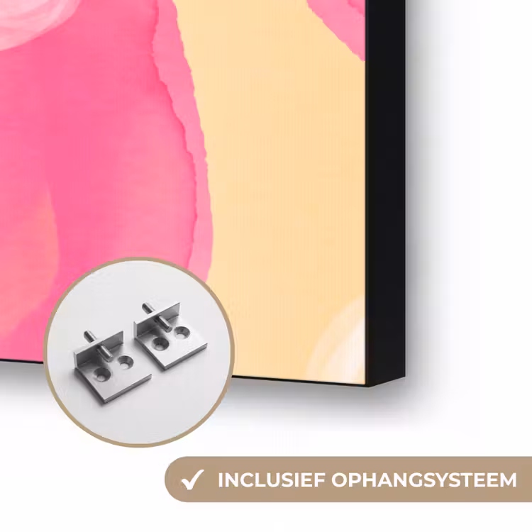Abstract - Aquarel - Organisch - Oranje - Roze Textielframe zwart klein -USP_ophangsysteemNL