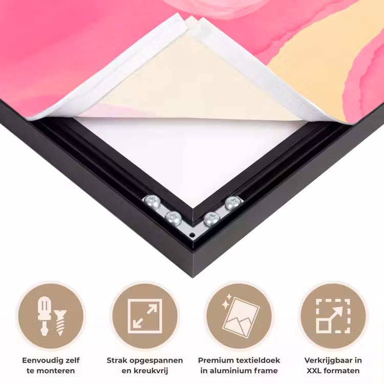 Abstract - Aquarel - Organisch - Oranje - Roze Textielframe zwart klein -USP_feed_closeupNL