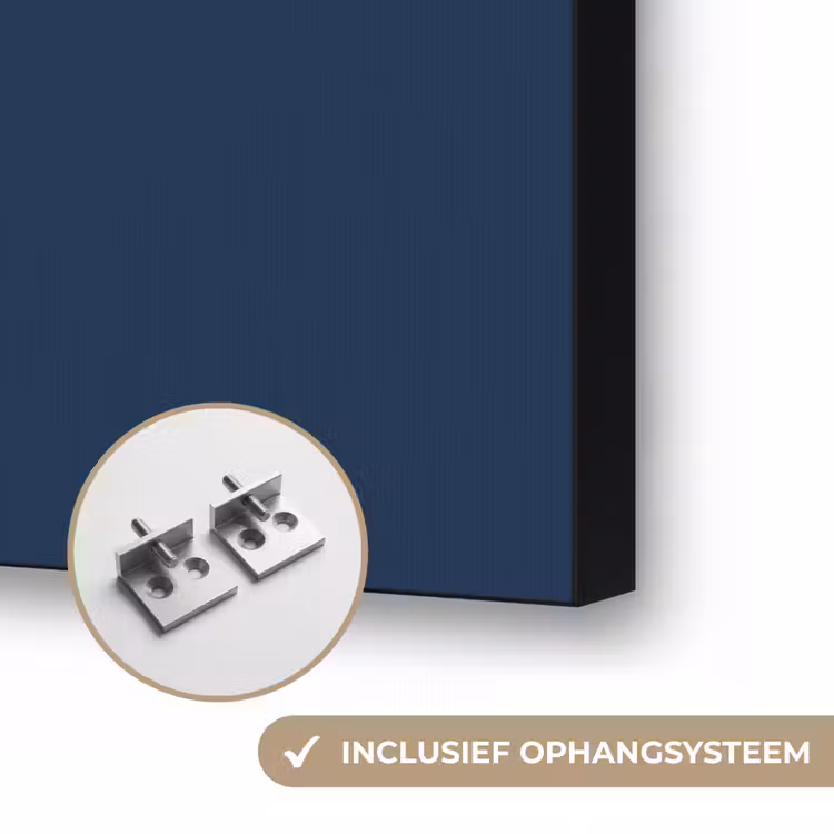 Abstract - Bladeren - Blauw Textielframe zwart klein -USP_ophangsysteemNL