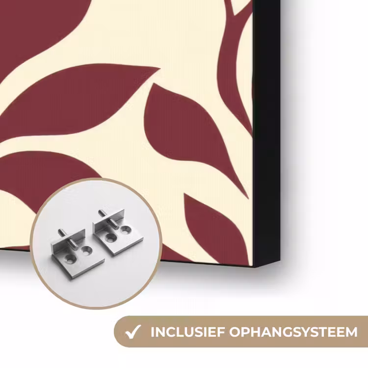 Abstract - Bladeren - Burgundy Textielframe zwart klein 947 -USP_ophangsysteemNL
