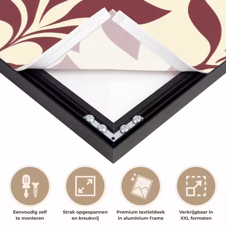 Abstract - Bladeren - Burgundy Textielframe zwart klein 947 -USP_feed_closeupNL