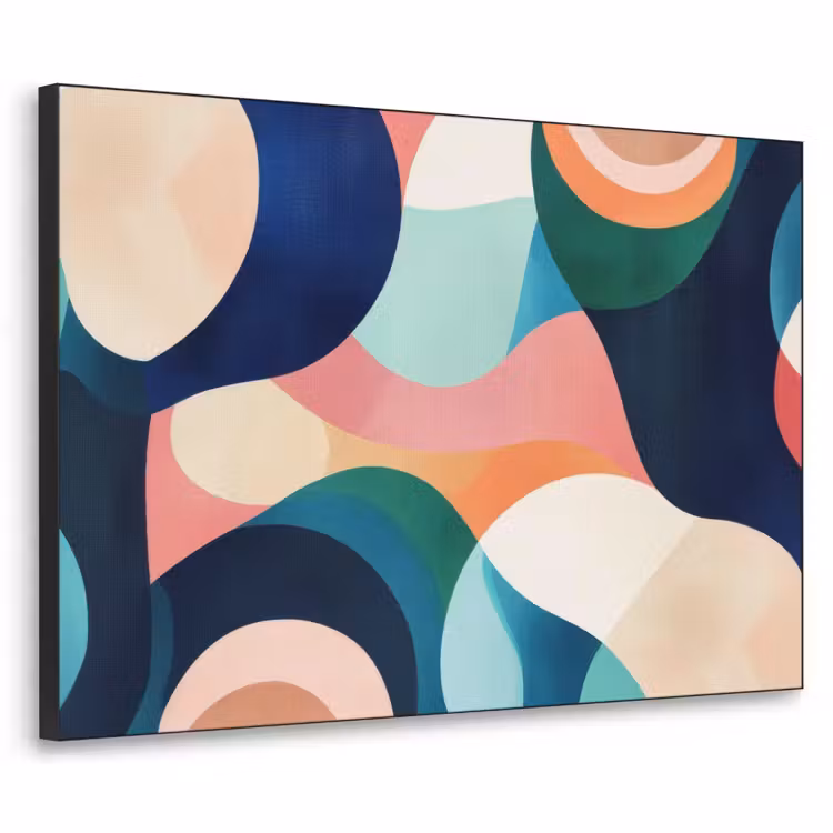 Abstract - Blauw - Roze Textielframe zwart klein -3d