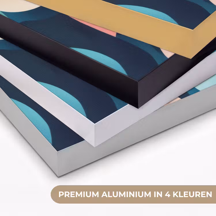 Abstract - Blauw - Roze Textielframe zwart klein -USP_kleurenNL