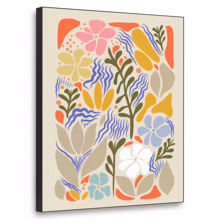 Abstract - Bloemen - Bladeren Textielframe - compleet frame klein -3d