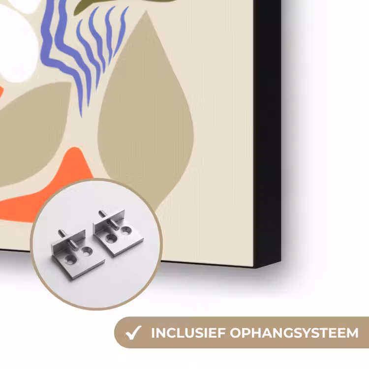 Abstract - Bloemen - Bladeren Textielframe zwart klein -USP_ophangsysteemNL