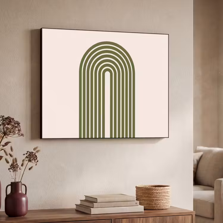 Abstract - Bogen - Modern - Groen - Kunst Textielframe zwart klein -sfeer3