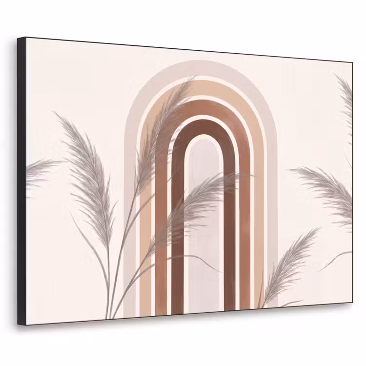 Abstract - Bogen - Plant - Boho - Beige Textielframe zwart klein -3d