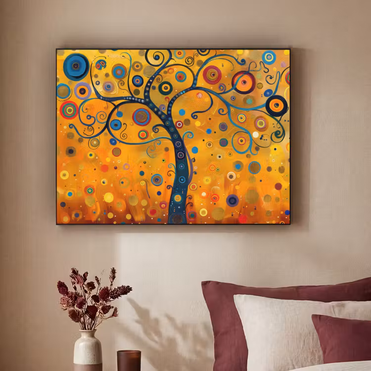 Abstract - Boom - Levensboom - Modern Textielframe zwart klein -sfeer1