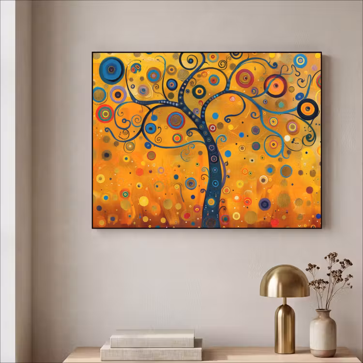Abstract - Boom - Levensboom - Modern Textielframe zwart klein -sfeer2