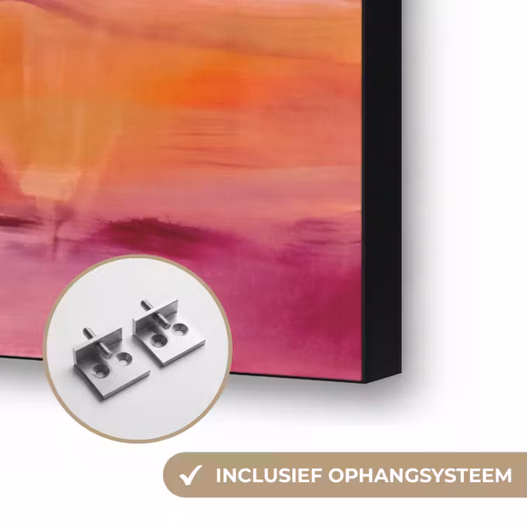 Abstract - Borstelstreken - Kunst - Paars - Goud Textielframe zwart klein -USP_ophangsysteemNL