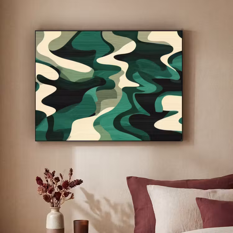Abstract - Camouflage - Groen Textielframe - compleet frame klein -sfeer1
