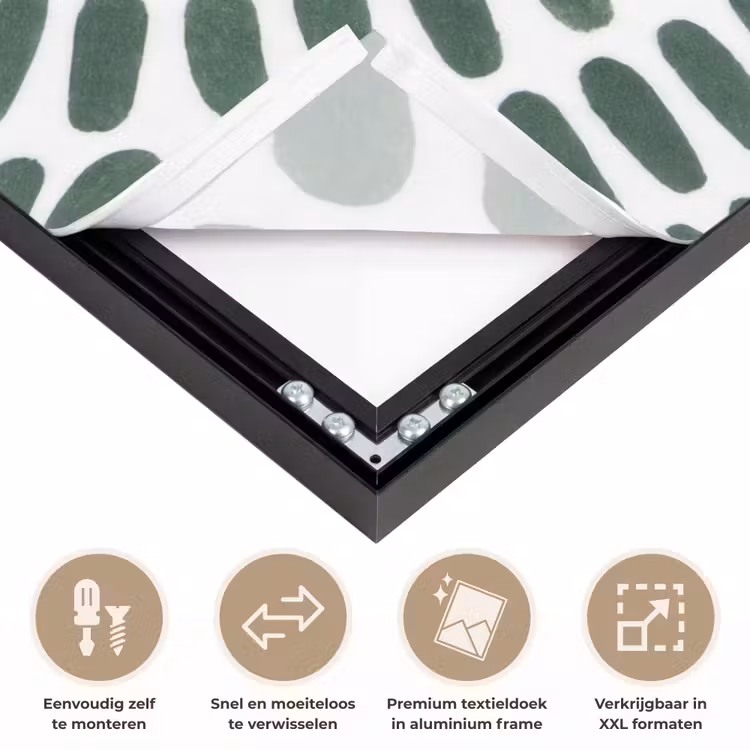 Abstract - Cirkel - Patroon - Modern - Groen Textielframe zwart klein -USP_closeupNL