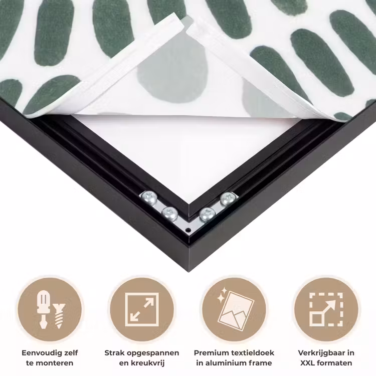 Abstract - Cirkel - Patroon - Modern - Groen Textielframe zwart klein -USP_feed_closeupNL
