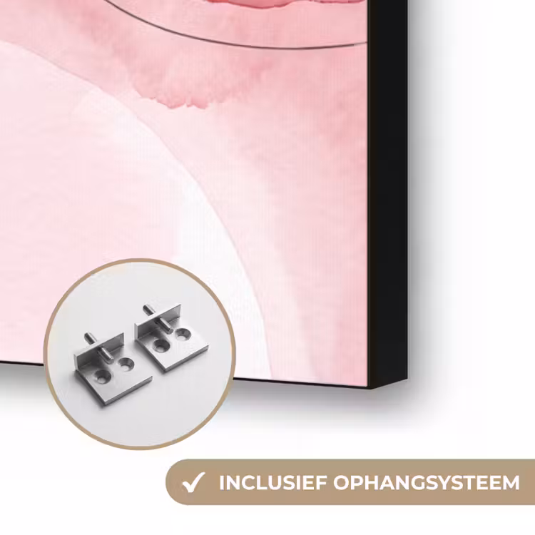 Abstract - Cirkels - Modern - Roze - Kunst Textielframe zwart klein -USP_ophangsysteemNL