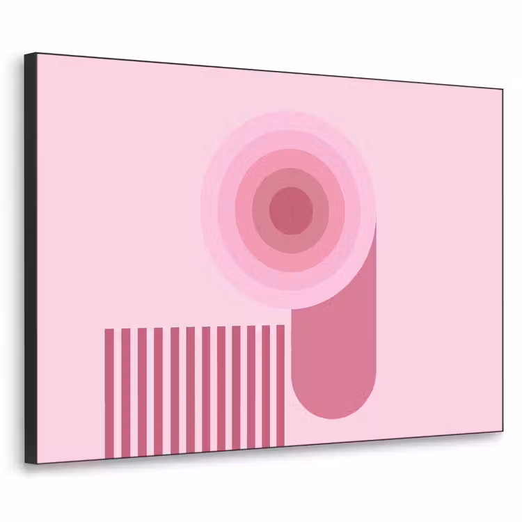 Abstract - Cirkels - Strepen - Modern - Roze Textielframe zwart klein -3d
