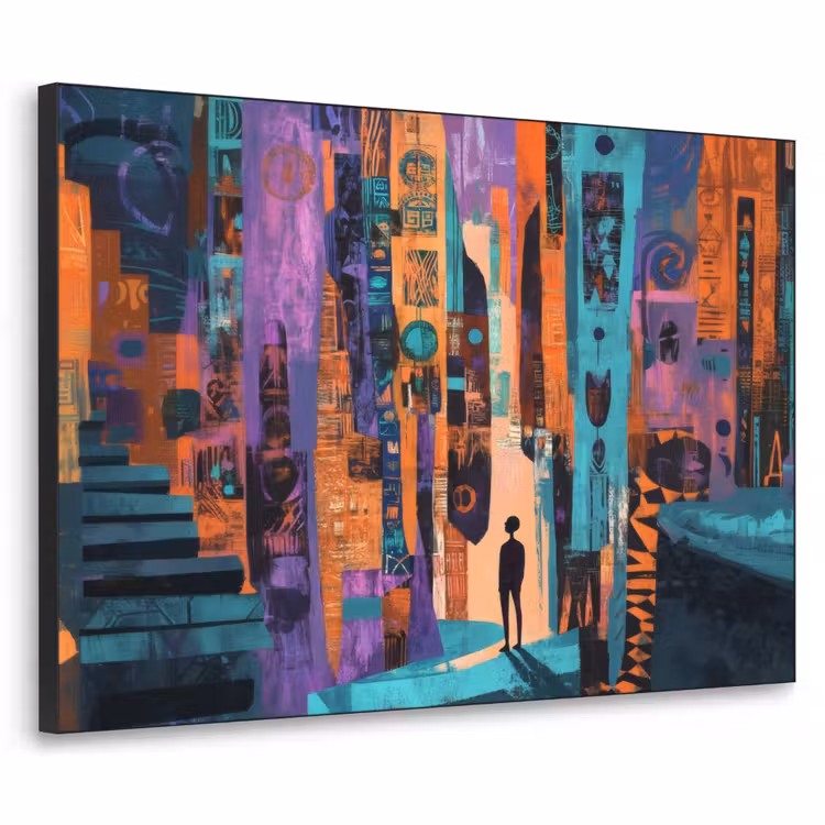 Abstract - Figuren - Kleurrijk Textielframe - compleet frame klein -3d