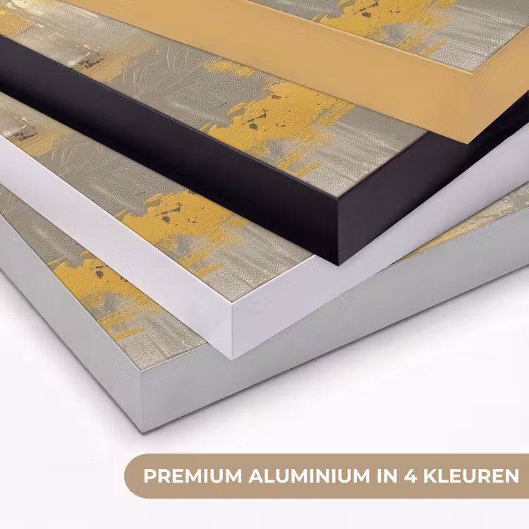 Abstract - Geel - Modern - Beige Textielframe zwart klein -USP_kleurenNL