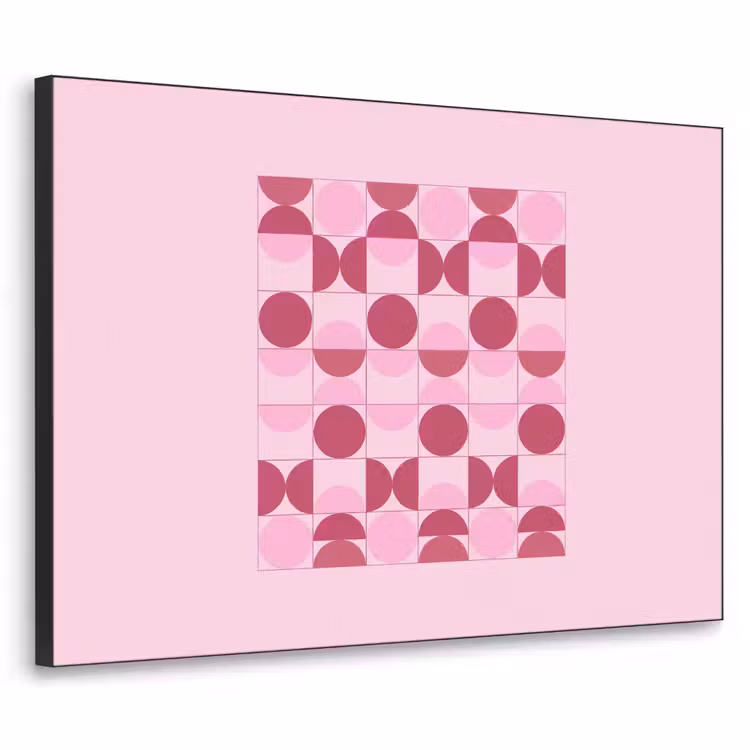 Abstract - Geometrisch - Cirkels - Roze - Modern Textielframe zwart klein -3d